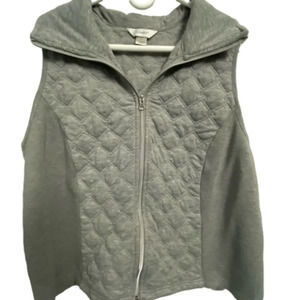 CJ‎ Banks Vest Quilted Vest Gray Plus Size X